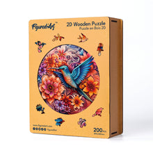 Laden Sie das Bild in den Galerie-Viewer, Holzpuzzle Erwachsene - Kolibri und blühende Blumen