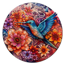 Laden Sie das Bild in den Galerie-Viewer, Holzpuzzle Erwachsene - Kolibri und blühende Blumen