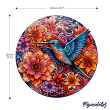 Laden Sie das Bild in den Galerie-Viewer, Holzpuzzle Erwachsene - Kolibri und blühende Blumen
