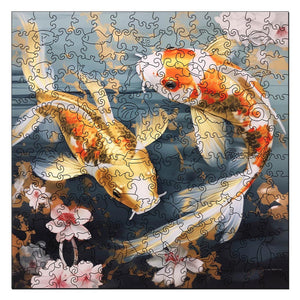 Holzpuzzle Erwachsene - Koi-Fische und Blumen