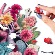 Laden Sie das Bild in den Galerie-Viewer, Holzpuzzle Erwachsene - Florale Herz-Anatomie