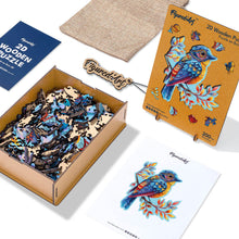 Laden Sie das Bild in den Galerie-Viewer, Holzpuzzle Erwachsene - Blauer Vogel auf Zweig