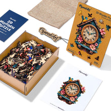 Laden Sie das Bild in den Galerie-Viewer, Holzpuzzle Erwachsene - Blumige Kuckucksuhr