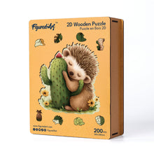 Laden Sie das Bild in den Galerie-Viewer, Holzpuzzle Erwachsene - Igel mit Kaktus