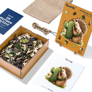 Holzpuzzle Erwachsene - Igel mit Kaktus