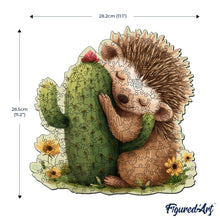Laden Sie das Bild in den Galerie-Viewer, Holzpuzzle Erwachsene - Igel mit Kaktus