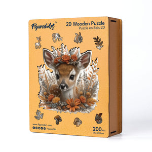 Holzpuzzle Erwachsene - Rehkitz mit Blumen