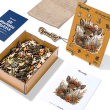 Laden Sie das Bild in den Galerie-Viewer, Holzpuzzle Erwachsene - Rehkitz mit Blumen