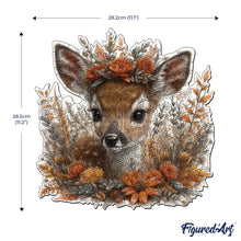 Laden Sie das Bild in den Galerie-Viewer, Holzpuzzle Erwachsene - Rehkitz mit Blumen