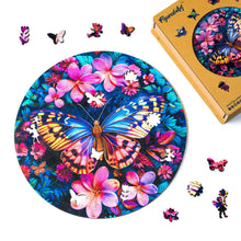 Laden Sie das Bild in den Galerie-Viewer, Holzpuzzle Erwachsene - Schmetterling mit Blumen