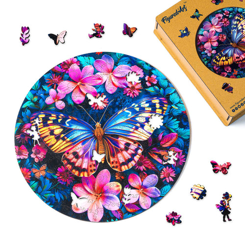 Holzpuzzle Erwachsene - Schmetterling mit Blumen