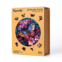 Laden Sie das Bild in den Galerie-Viewer, Holzpuzzle Erwachsene - Schmetterling mit Blumen