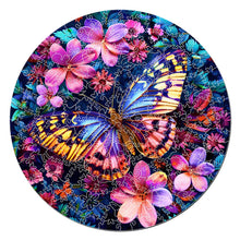 Laden Sie das Bild in den Galerie-Viewer, Holzpuzzle Erwachsene - Schmetterling mit Blumen