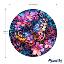 Laden Sie das Bild in den Galerie-Viewer, Holzpuzzle Erwachsene - Schmetterling mit Blumen