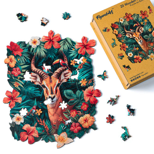 Holzpuzzle Erwachsene - Giraffe mit Blumen