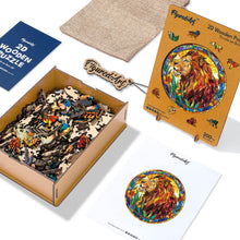Laden Sie das Bild in den Galerie-Viewer, Holzpuzzle Erwachsene - Buntglaslöwe