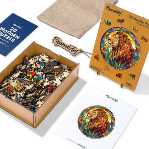 Holzpuzzle Erwachsene - Buntglaslöwe