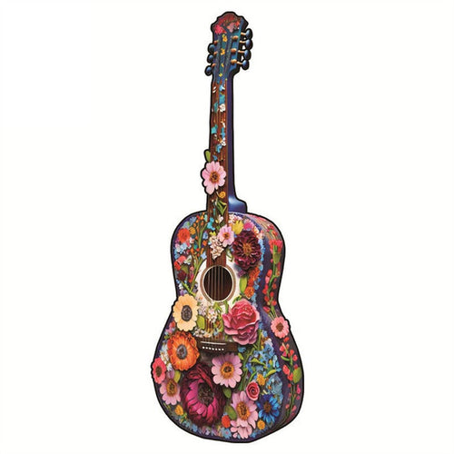 2D Holzpuzzle – Blumige Gitarre