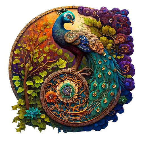2D Holzpuzzle – Wilder Pfau