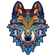 Laden Sie das Bild in den Galerie-Viewer, 2D Holzpuzzle – Bunter Wolf