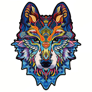 2D Holzpuzzle – Bunter Wolf