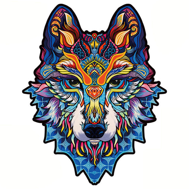 2D Holzpuzzle – Bunter Wolf