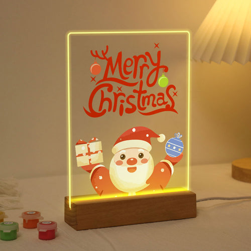 LED Präsentationssockel aus Holz Malen nach Zahlen 15x20 cm - Weihnachtsmann 10