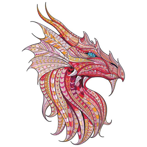 2D Holzpuzzle – Rosa Drache