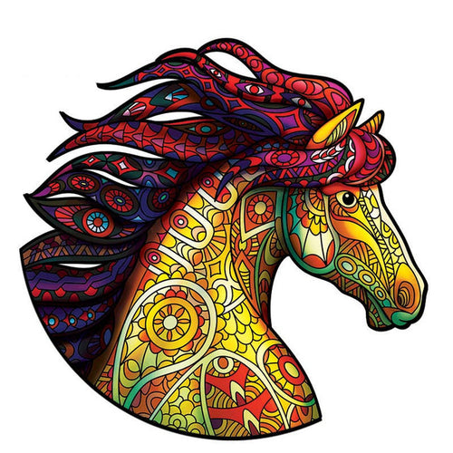2D Holzpuzzle – Mandala-Pferd