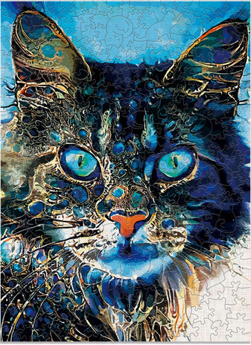 2D Holzpuzzle – Ernste Katze