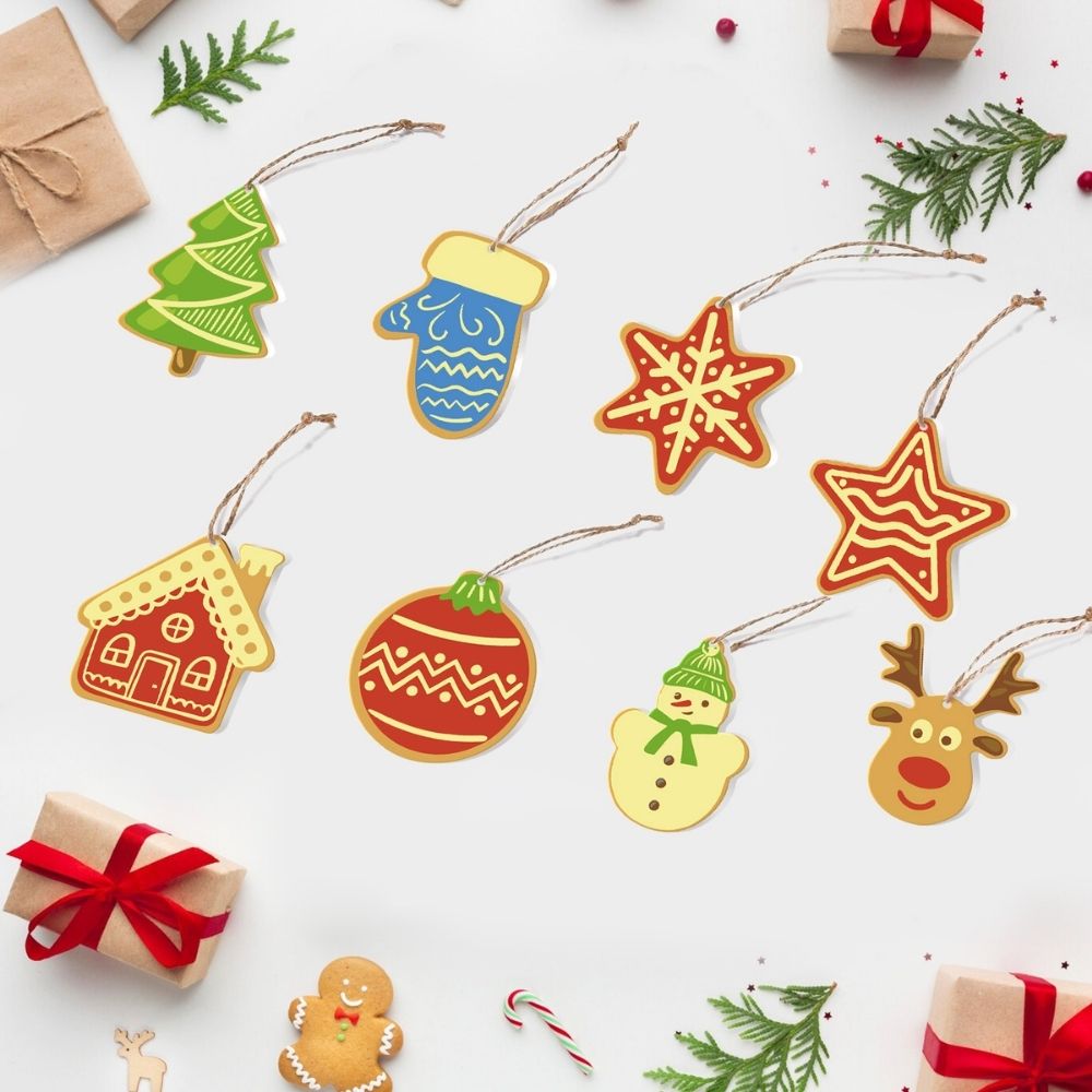 Malen nach Zahlen Weihnachtsdekoration – Stern, Haus, Rentier und Weihnachtsbaum Figured'Art