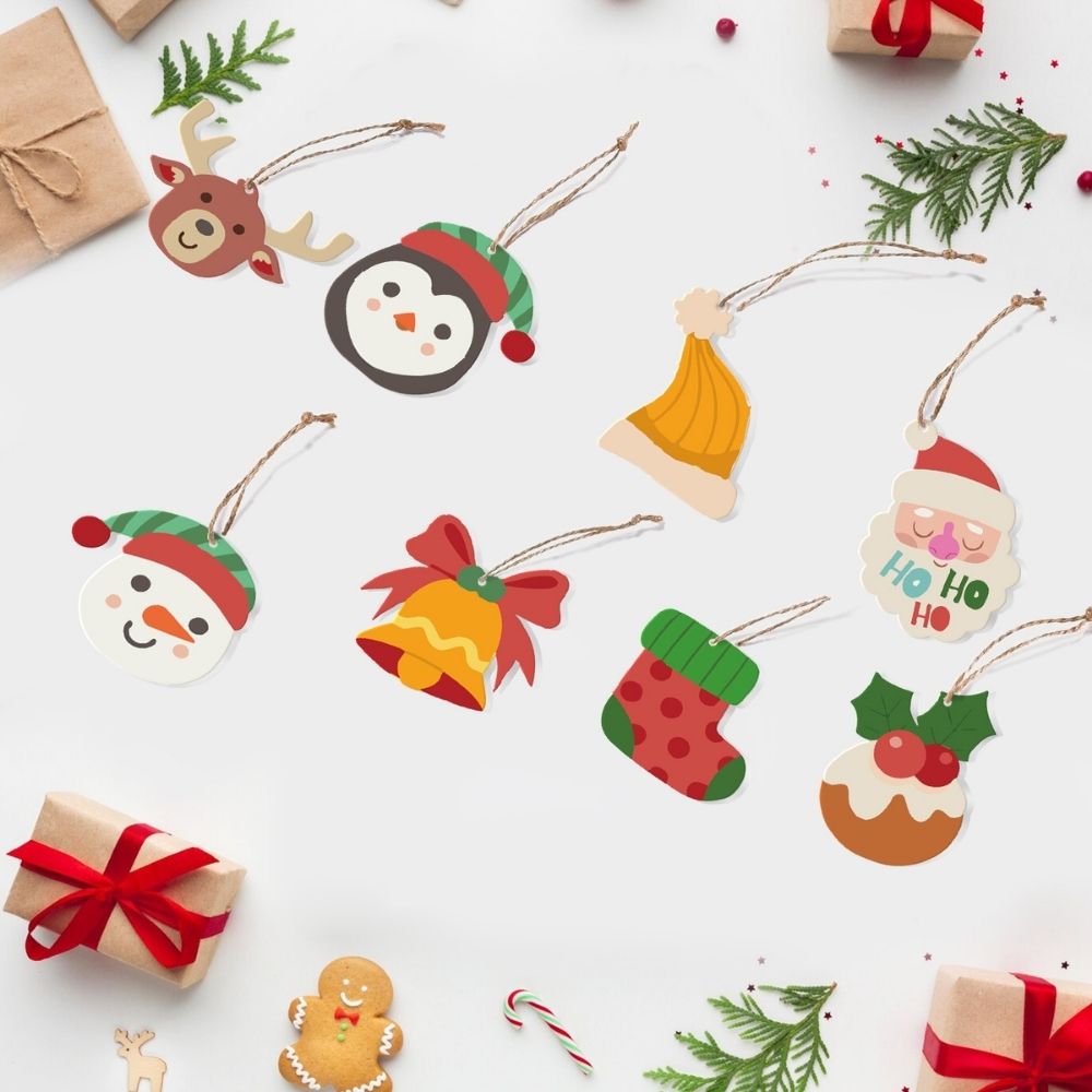 Malen nach Zahlen Weihnachtsdekoration – Rentier, Weihnachtsmann und Strumpf Figured'Art