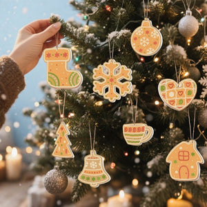 Malen nach Zahlen Weihnachtsdekoration – Glocke, Strumpf und Schneeflocke
