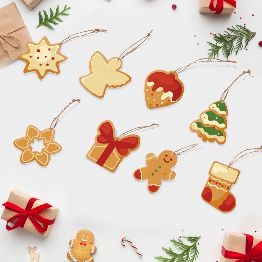 Malen nach Zahlen Weihnachtsdekoration – Stern, Weihnachtsbaum, Geschenk und Weihnachtsplätzchen Figured'Art