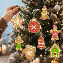 Laden Sie das Bild in den Galerie-Viewer, Malen nach Zahlen Weihnachtsdekoration - Kit Lebkuchen-Leckereien &amp; Schneeflocken