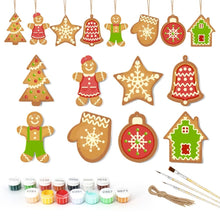 Laden Sie das Bild in den Galerie-Viewer, Malen nach Zahlen Weihnachtsdekoration - Kit Lebkuchen-Leckereien &amp; Schneeflocken