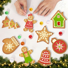 Laden Sie das Bild in den Galerie-Viewer, Malen nach Zahlen Weihnachtsdekoration - Kit Lebkuchen-Leckereien &amp; Schneeflocken