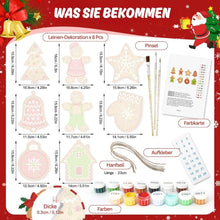 Laden Sie das Bild in den Galerie-Viewer, Malen nach Zahlen Weihnachtsdekoration - Kit Lebkuchen-Leckereien &amp; Schneeflocken