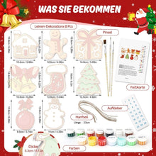 Laden Sie das Bild in den Galerie-Viewer, Malen nach Zahlen Weihnachtsdekoration - Kit Schneemann &amp; Lebkuchenfreude