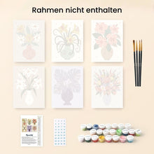 Laden Sie das Bild in den Galerie-Viewer, Mini Malen nach Zahlen 15x20 cm (6 Stück) - Blumenvasen