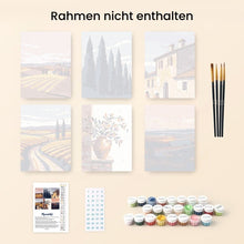 Laden Sie das Bild in den Galerie-Viewer, Mini Malen nach Zahlen 15x20 cm (6 Stück) - Klassische Toskana