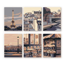Laden Sie das Bild in den Galerie-Viewer, Mini Malen nach Zahlen 15x20 cm (6 Stück) - Pariser Charme Figured'Art