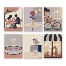Laden Sie das Bild in den Galerie-Viewer, Mini Malen nach Zahlen 15x20 cm (6 Stück) - Café Romanze Figured'Art