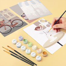 Laden Sie das Bild in den Galerie-Viewer, Mini Malen nach Zahlen 15x20 cm (6 Stück) - Café Romanze