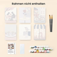 Laden Sie das Bild in den Galerie-Viewer, Mini Malen nach Zahlen 15x20 cm (6 Stück) - Café Romanze