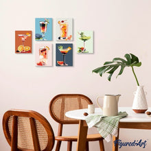 Laden Sie das Bild in den Galerie-Viewer, Mini Malen nach Zahlen 15x20 cm (6 Stück) - Lebendige Cocktailkunst