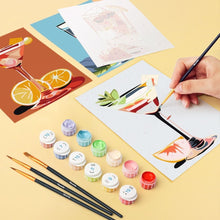 Laden Sie das Bild in den Galerie-Viewer, Mini Malen nach Zahlen 15x20 cm (6 Stück) - Lebendige Cocktailkunst