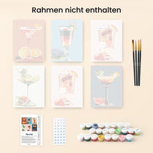 Laden Sie das Bild in den Galerie-Viewer, Mini Malen nach Zahlen 15x20 cm (6 Stück) - Lebendige Cocktailkunst
