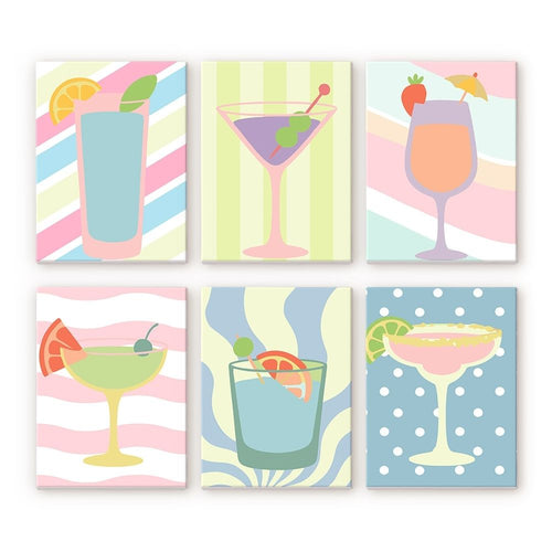 Mini Malen nach Zahlen 15x20 cm (6 Stück) - Pop-Art-Cocktails Figured'Art