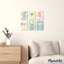 Laden Sie das Bild in den Galerie-Viewer, Mini Malen nach Zahlen 15x20 cm (6 Stück) - Pop-Art-Cocktails